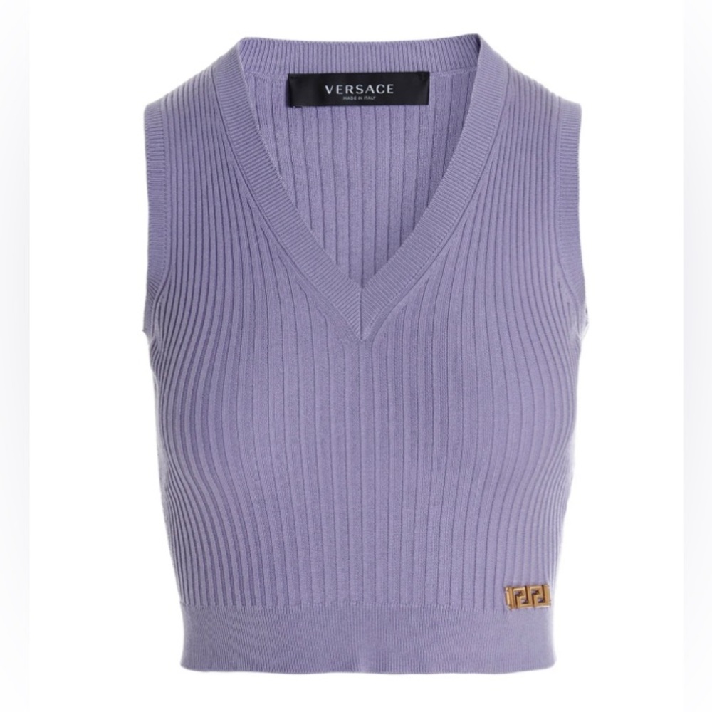 Versace Essential Greca Logo Crop Tank Top